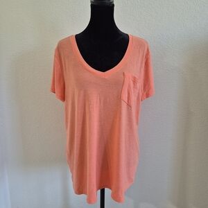 Women's V-Neck Pocket Tee - Orange